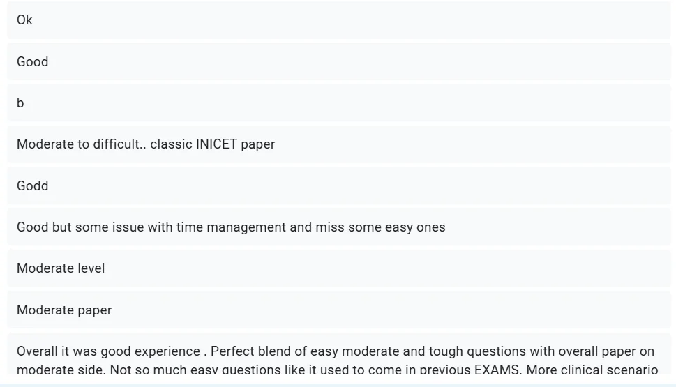 Exam Experience form