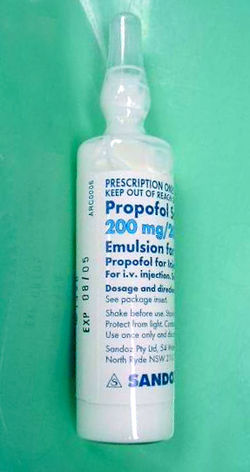 20 ml ampoule of 1% propofol emulsion
