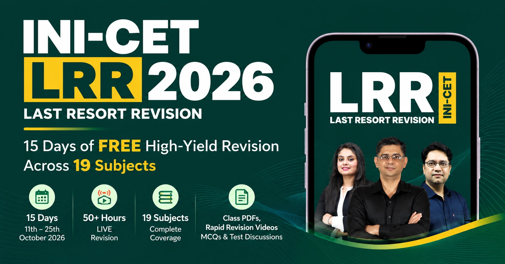 INI-CET LRR 2026: 15 Days of FREE High-Yield Revision Across 19 Subjects